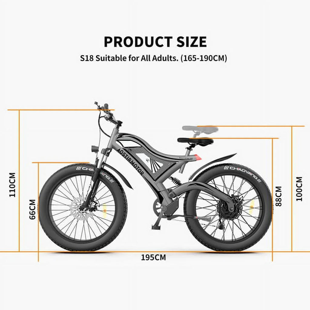 Electric Mountain Bike. AOSTIRMOTOR Hot Fat Tire Adults Electric Bicycle 26 In