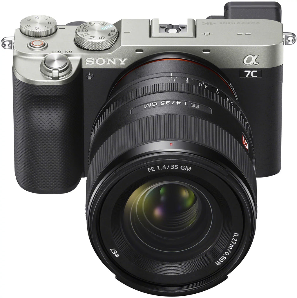a7C Mirrorless Full Frame Camera Body +  FE 35mm F1.4 GM G Master Lens SEL35F14GM Silver ILCE7C/S Bundle with Deco Gear Photography Backpack Case + Microphone + LED + Monopod and Accessories