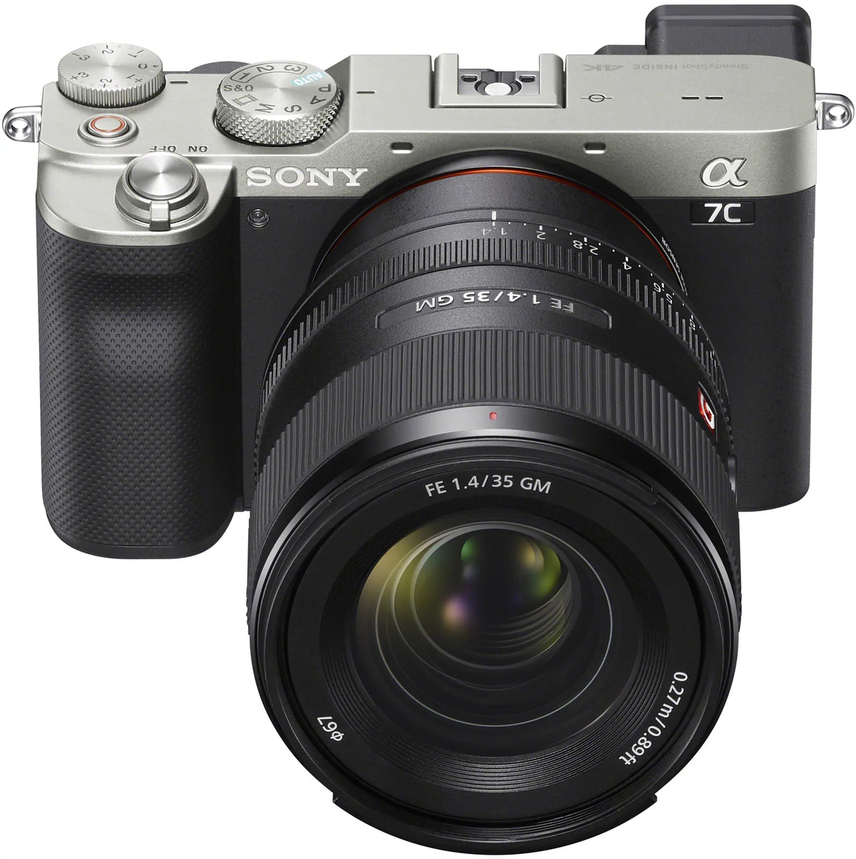 a7C Mirrorless Full Frame Camera Body +  FE 35mm F1.4 GM G Master Lens SEL35F14GM Silver ILCE7C/S Bundle with Deco Gear Photography Backpack Case + Microphone + LED + Monopod and Accessories