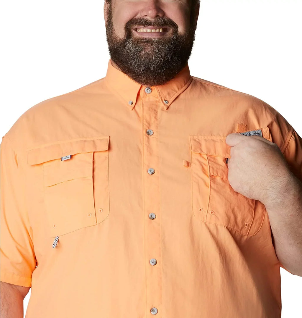 Columbia Men's Bahama II Short Sleeve Shirt, Bright Nectar, XX-Small