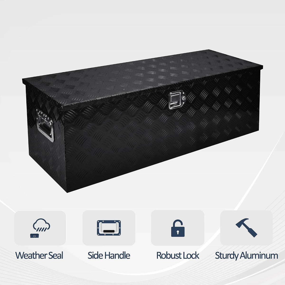 BATONECO 48 1 inch Aluminum Trailer Tool Box Truck Bed Tool Box w/ Side Handle Heavy Duty Tool Storage Box for Truck Pickup B48 x 15 x 15 lack