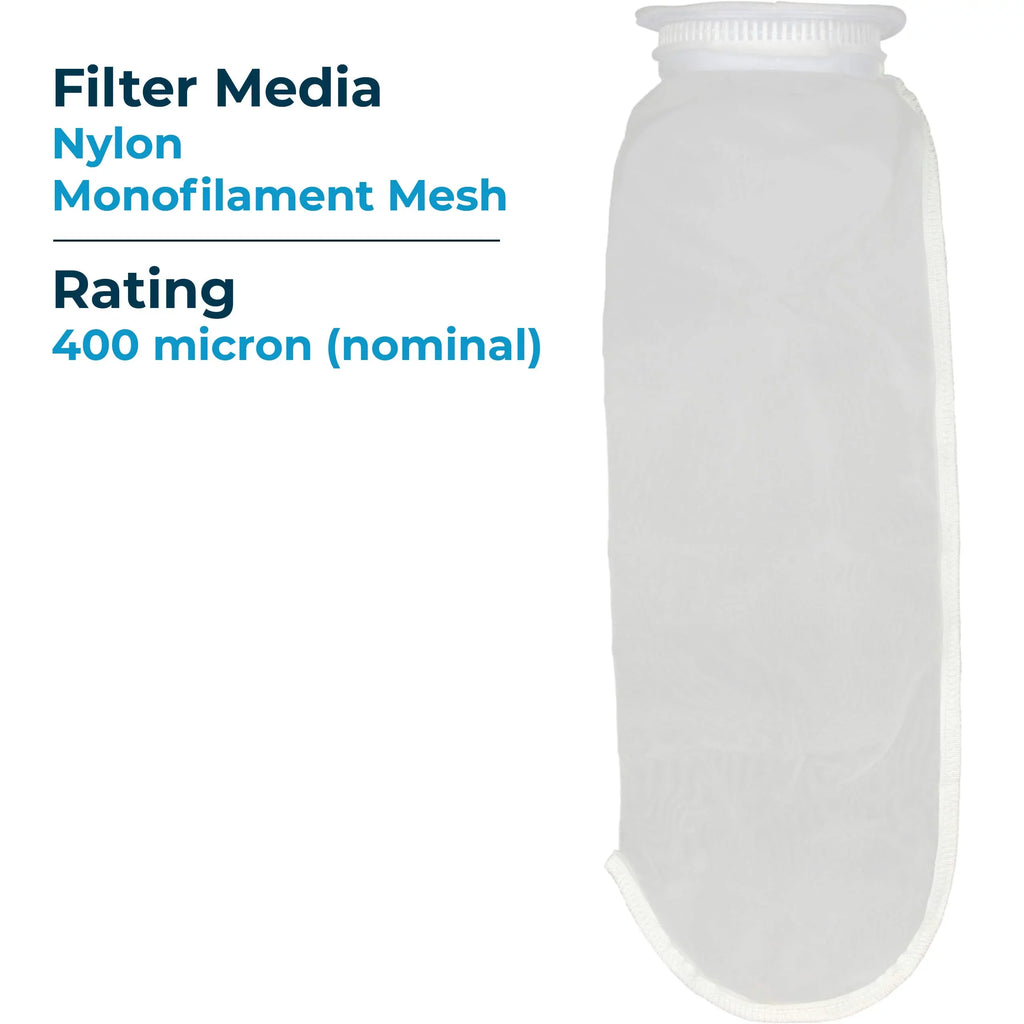 SpiroPure SP-BN-420-400 400 Micron #4 (20”) Woven Nylon Monofilament Mesh Liquid Bag Filter BN-420-400 255037-03 (Case of 40)